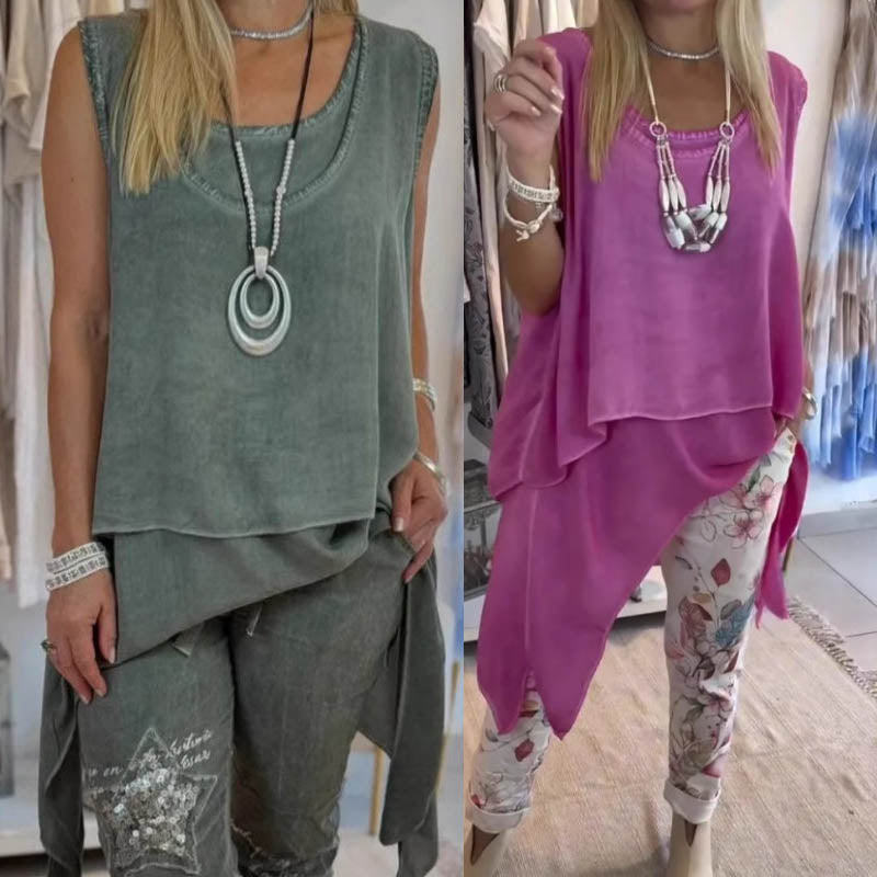 Sheila Set: Sleeveless Top and Printed Trousers