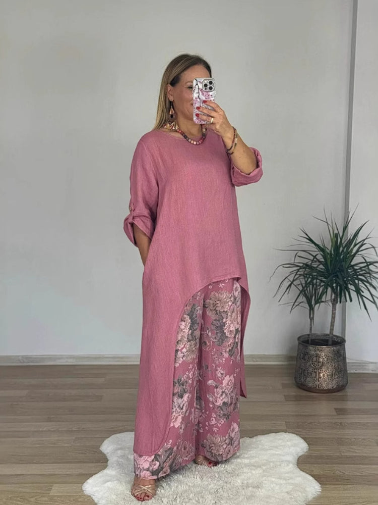 Evangelista™ | Long-sleeved Top And Printed Pants Set
