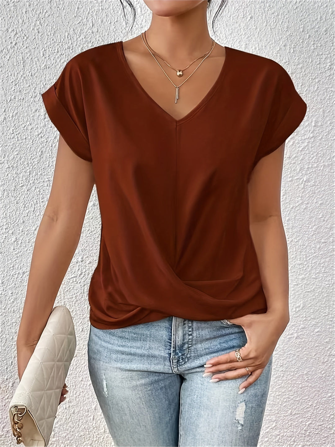 Liana | Elegant Soft Drape Twist-Front Top - Flattering and Comfortable