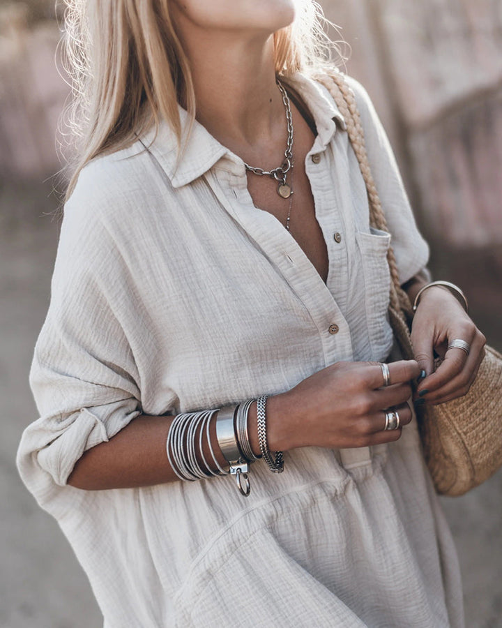 PETUNIA - STYLISH COTTON BLEND SHIRT DRESS