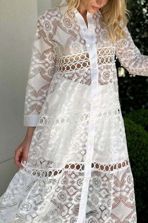 Cassia | Chic Lace Button-Up Shirt – Effortless Style, Daily Comfort