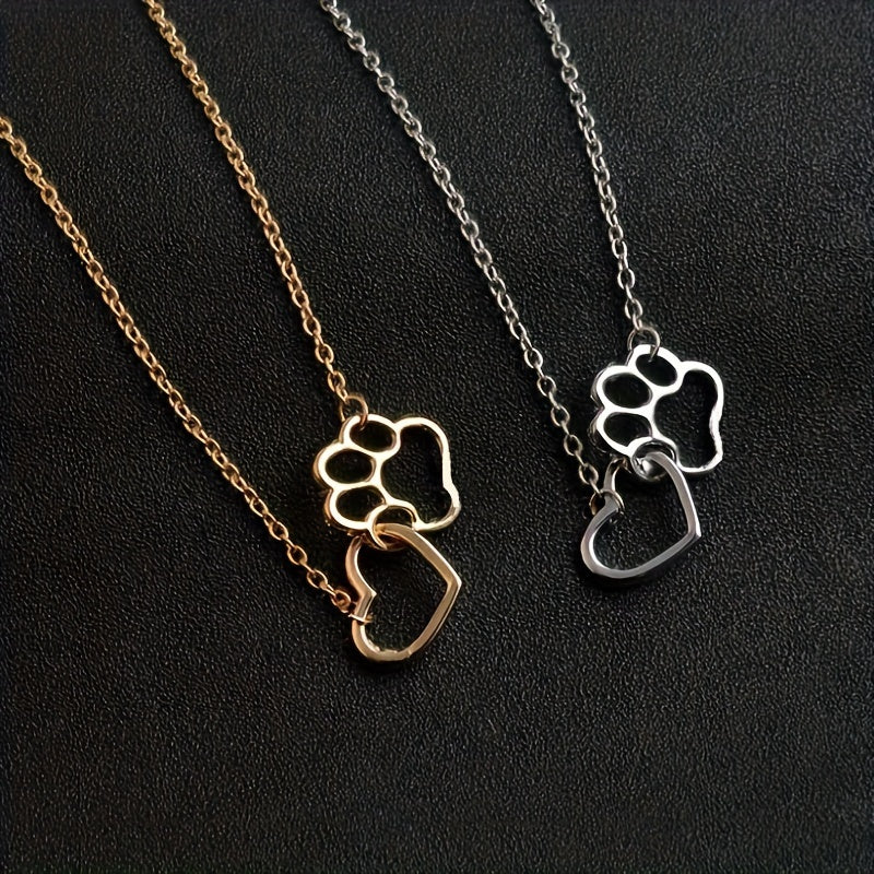 Heart & Paw Necklace in Gold Look at Rosendal