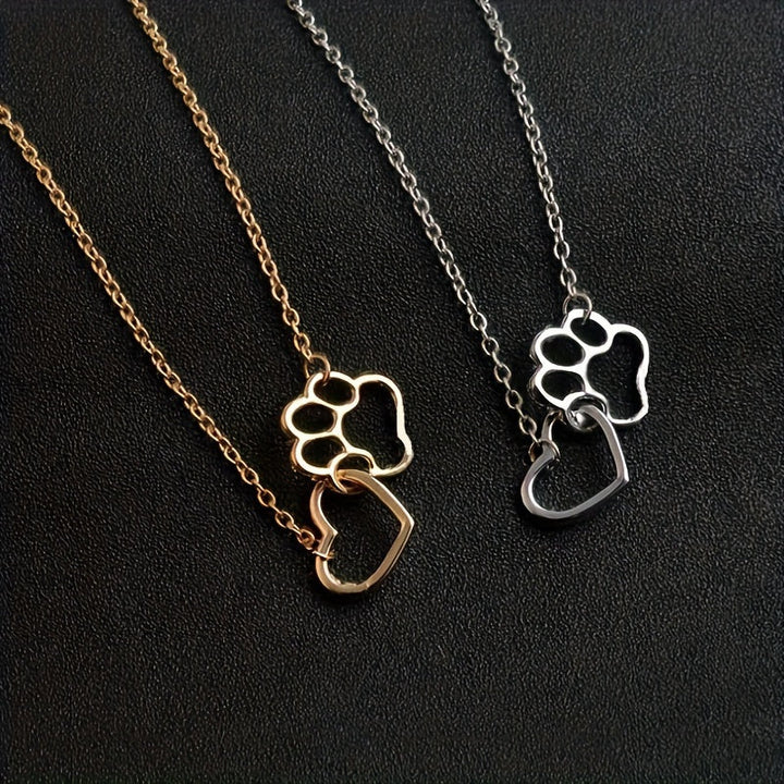 Heart & Paw Necklace in Gold Look at Rosendal