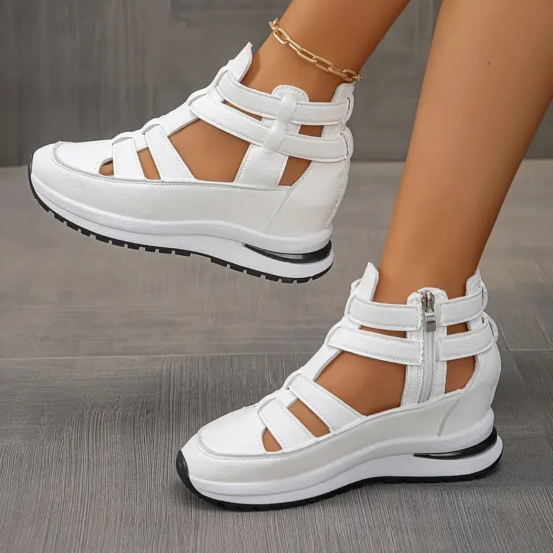 Delina - Chic Lightweight Wedge Sandal Featuring Side Zipper