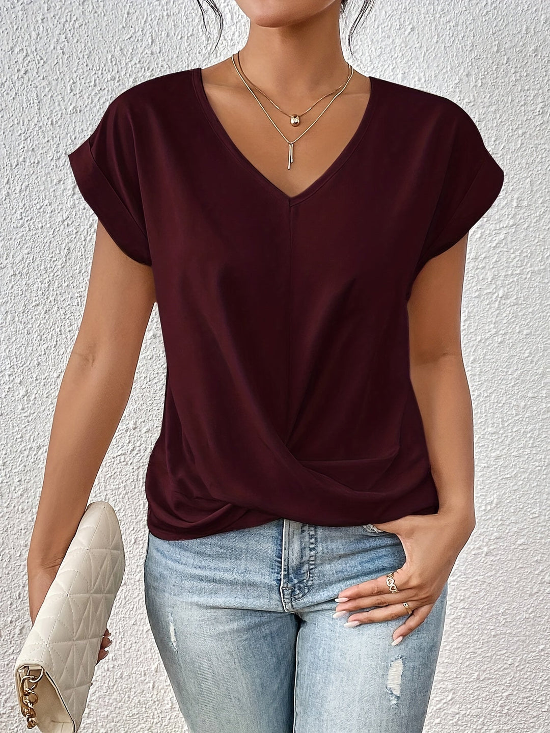 Liana | Elegant Soft Drape Twist-Front Top - Flattering and Comfortable
