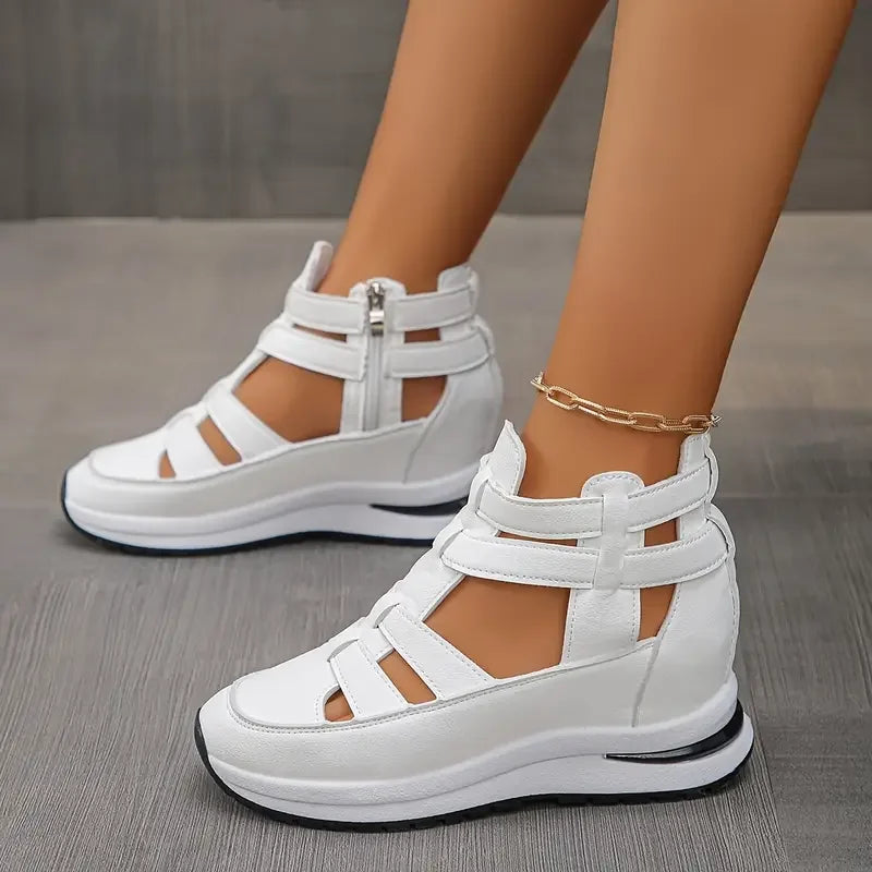 Delina - Chic Lightweight Wedge Sandal Featuring Side Zipper