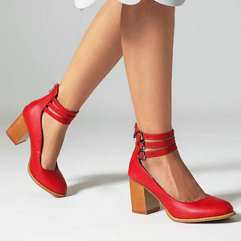 Jadara Triple Buckle Artisanal Heels