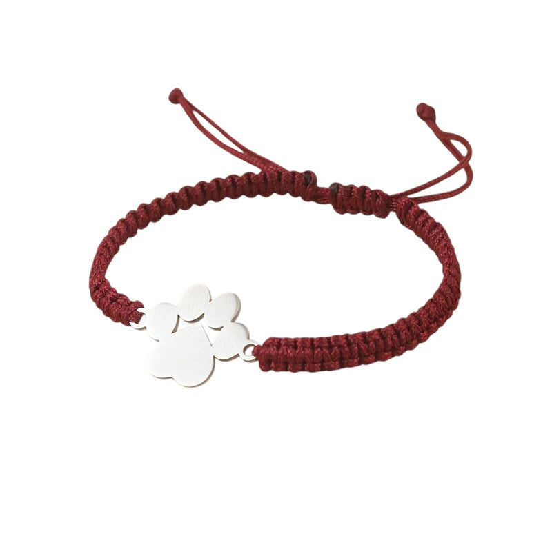 Red Paw Bracelet with Braided Cord Merle in Rosendal