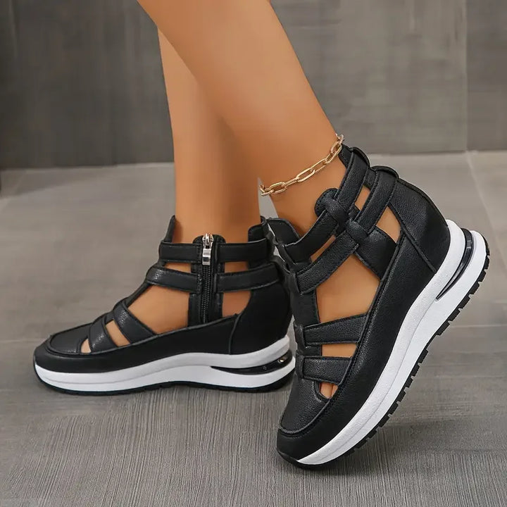 Delina - Chic Lightweight Wedge Sandal Featuring Side Zipper