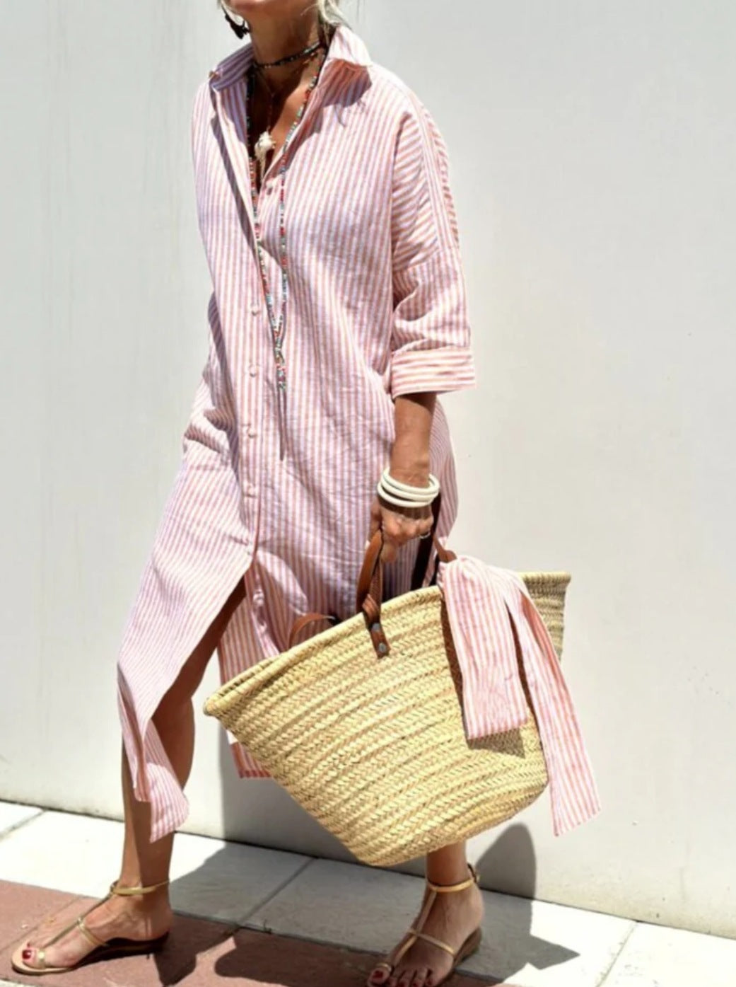 Mona Stripe: Chic Shirtdress