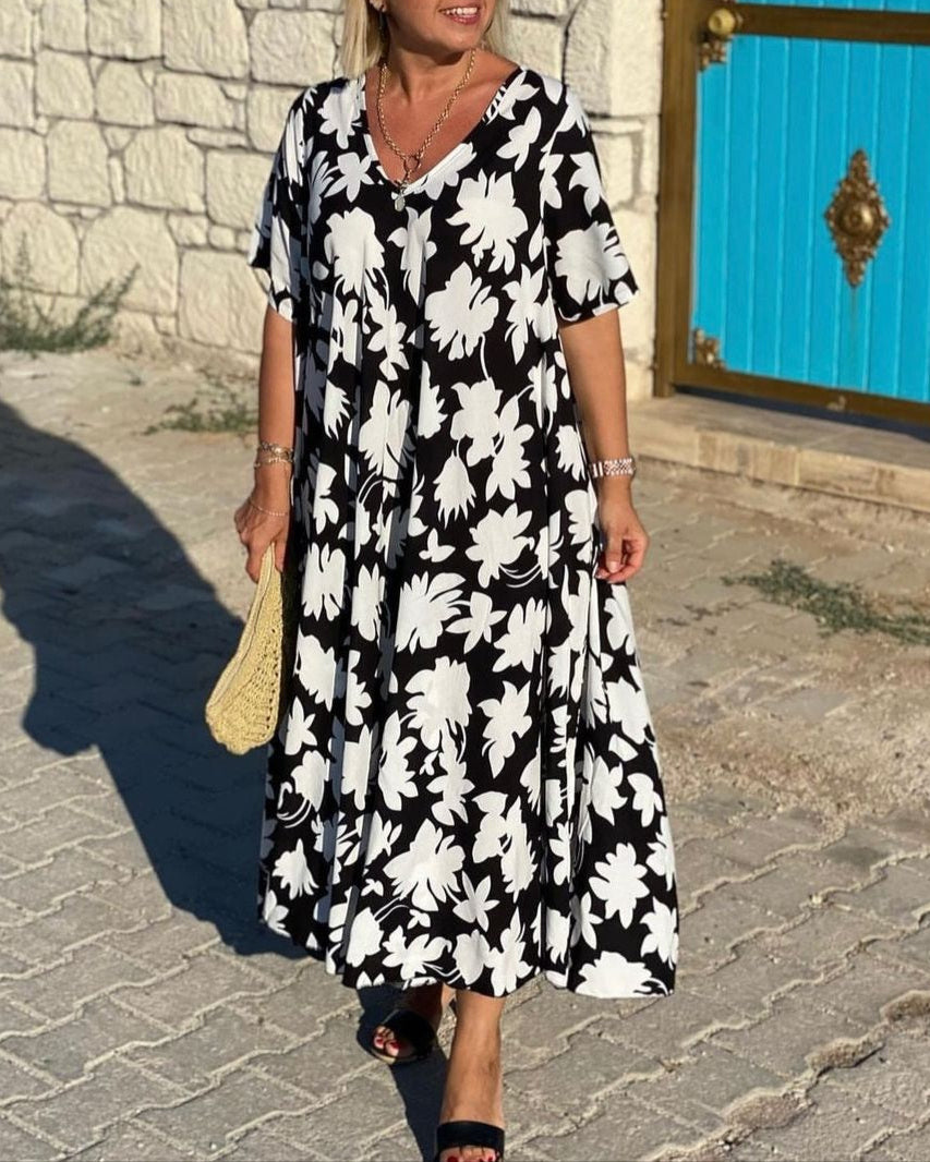 Gómez - Casual Long Dress with Floral Print