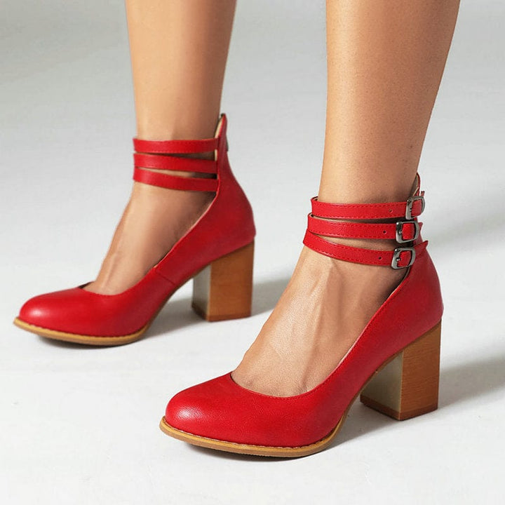 Jadara Triple Buckle Artisanal Heels