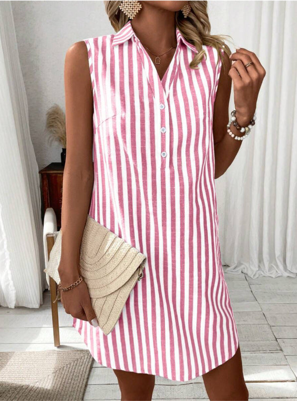 Lucy™ | Elegant Striped Shirt Dress