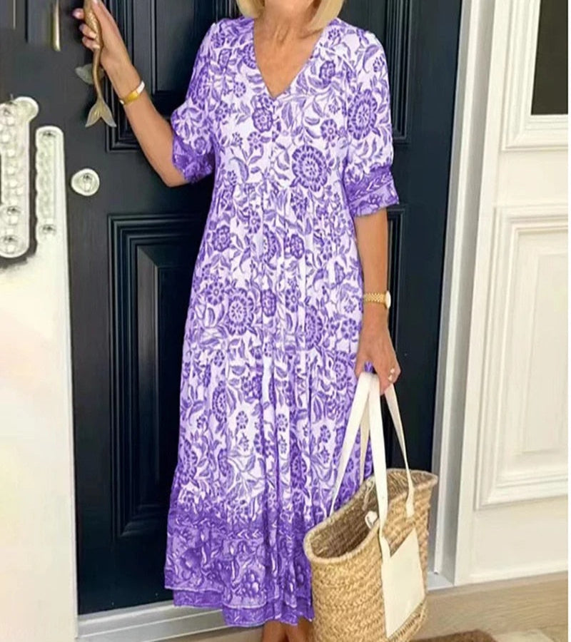Lia - Bohemian V-Neck Dress