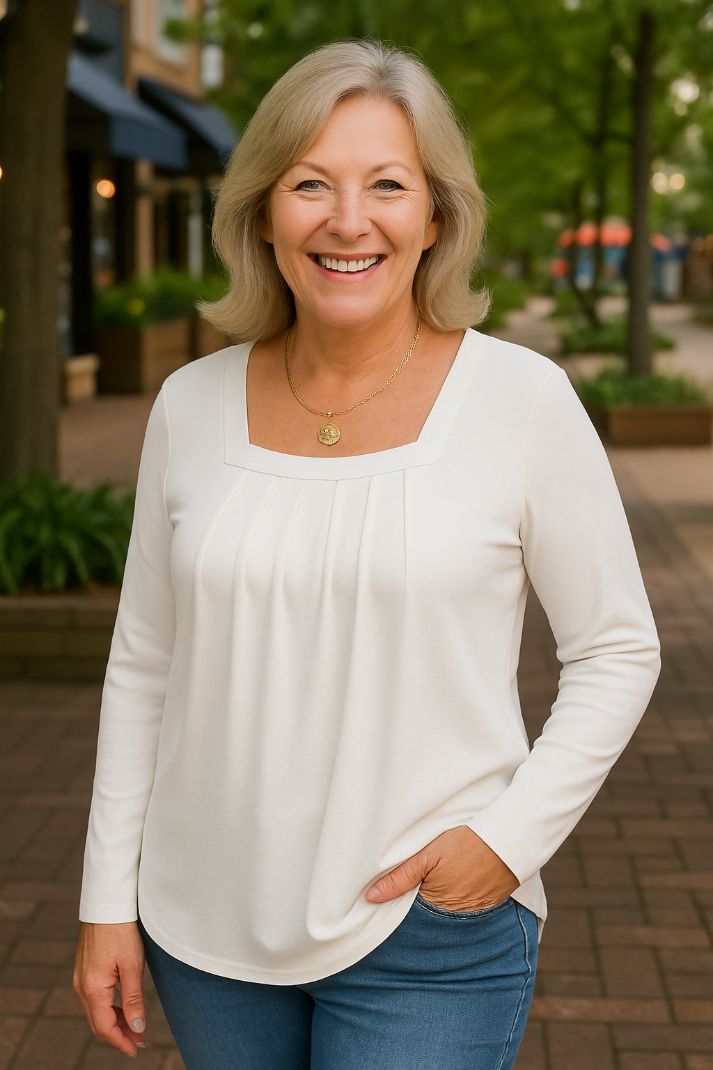 Colleen | Long Sleeve Pleated Comfort Top – Your Go-To for Everyday Confidence.