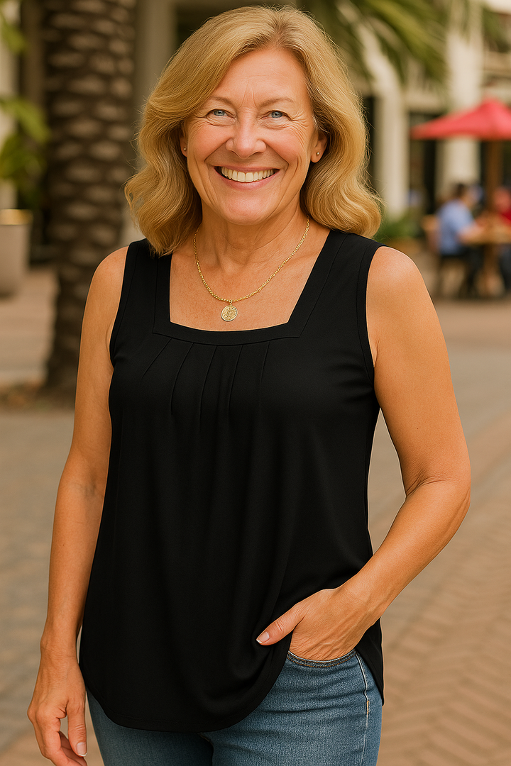 Colleen Sleeveless Pleated Top – Effortless Comfort, Unmatched Confidence