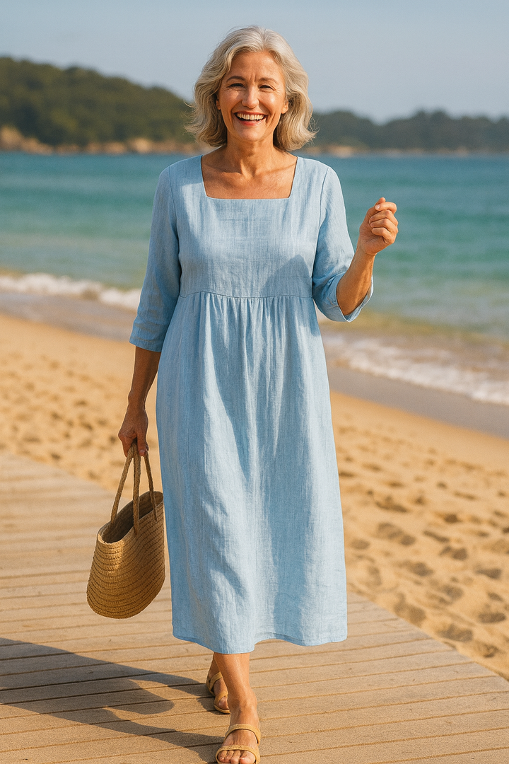 Claudia | Timeless Square-Neck Dress – Effortless Elegance and Comfort
