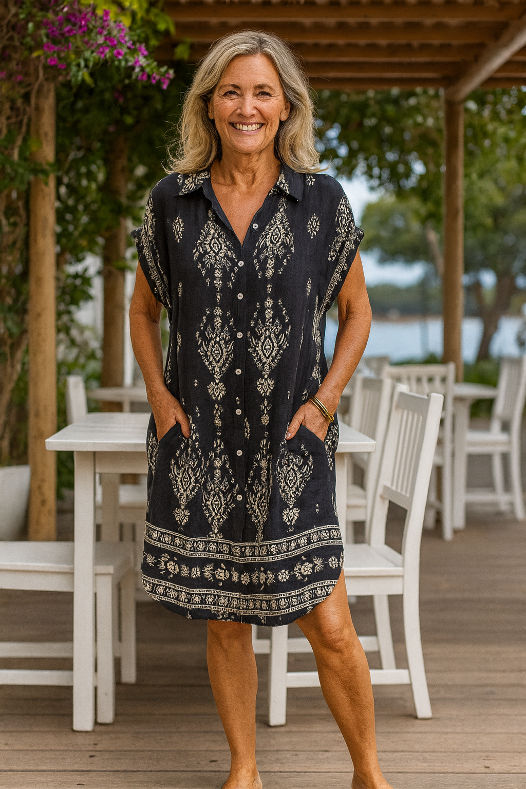 Seabreeze Bohemian Cotton-Linen Dress