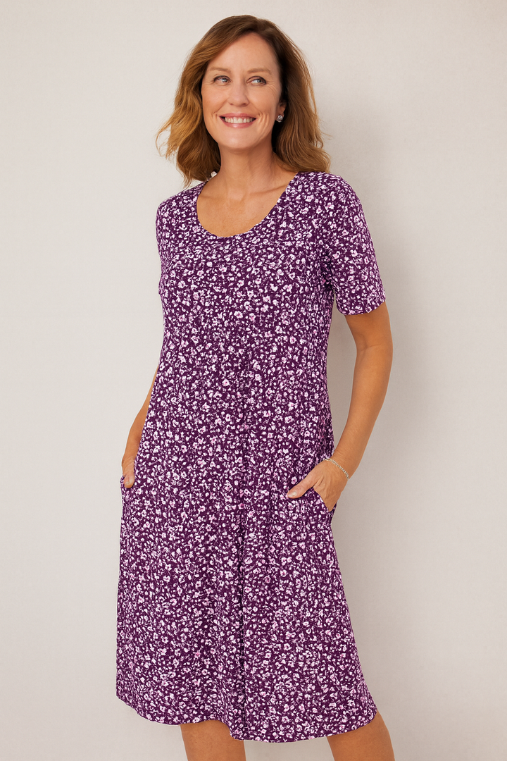 Maribelle | Easygoing Floral Midi Dress - Perfect for Upper Arm & Tummy Coverage