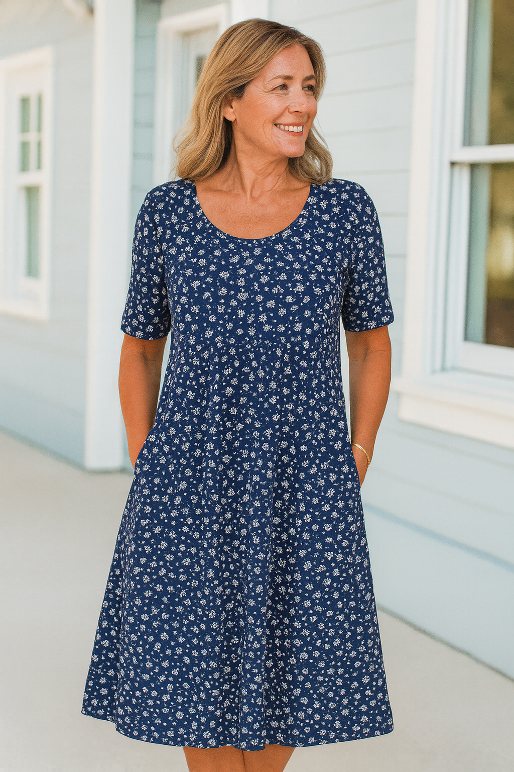 Maribelle | Easygoing Floral Midi Dress - Perfect for Upper Arm & Tummy Coverage