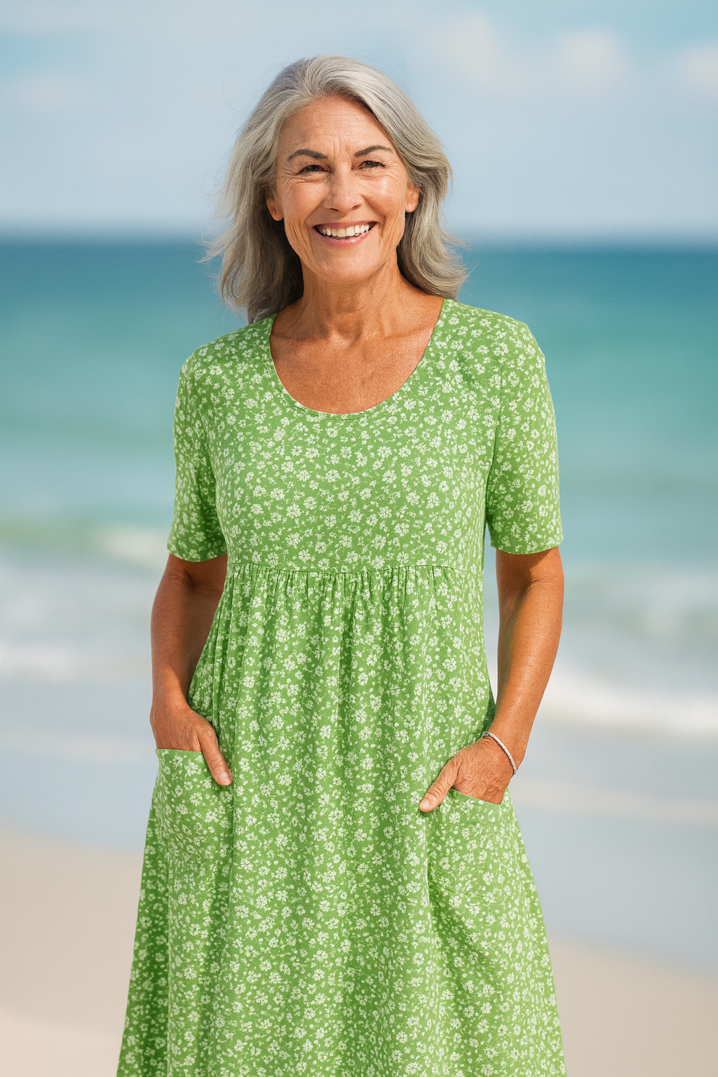 Maribelle | Easygoing Floral Midi Dress - Perfect for Upper Arm & Tummy Coverage