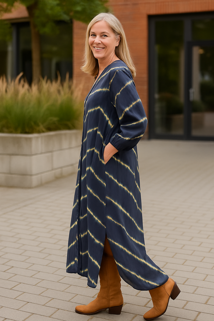 Selora | Boho Striped Comfort Dress - Tummy-Friendly Design