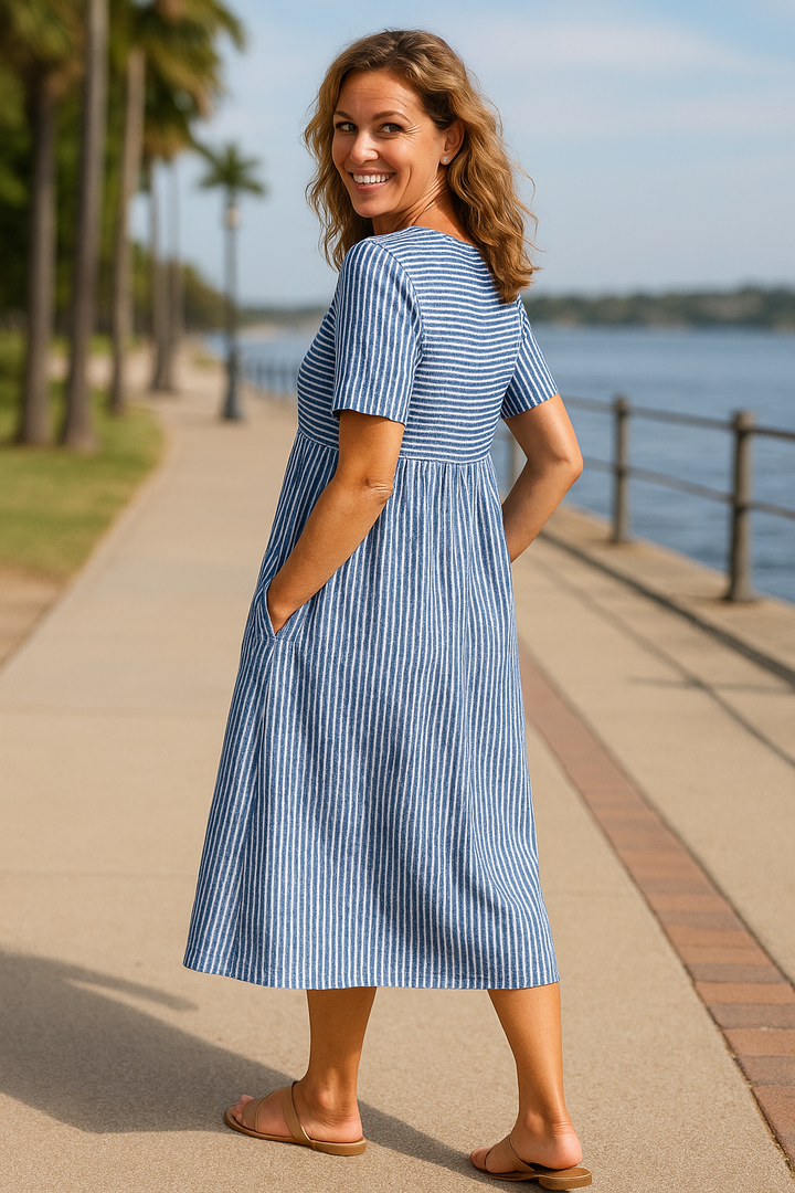 Louise | Striped Midi Dress – Easy Comfort for Daily Confidence