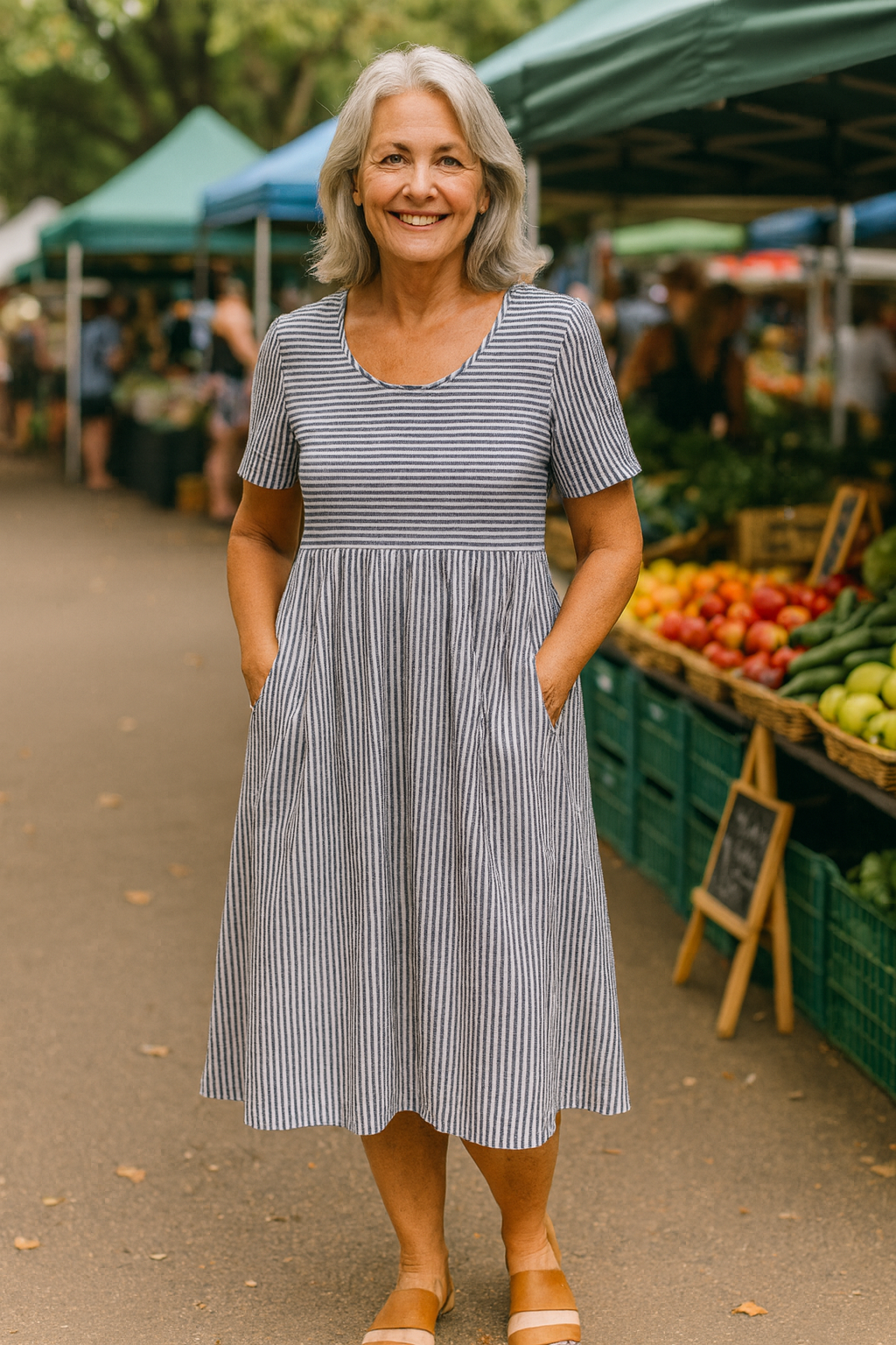 Louise | Striped Midi Dress – Easy Comfort for Daily Confidence
