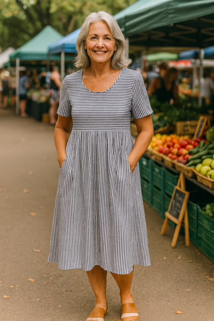 Louise | Striped Midi Dress – Easy Comfort for Daily Confidence