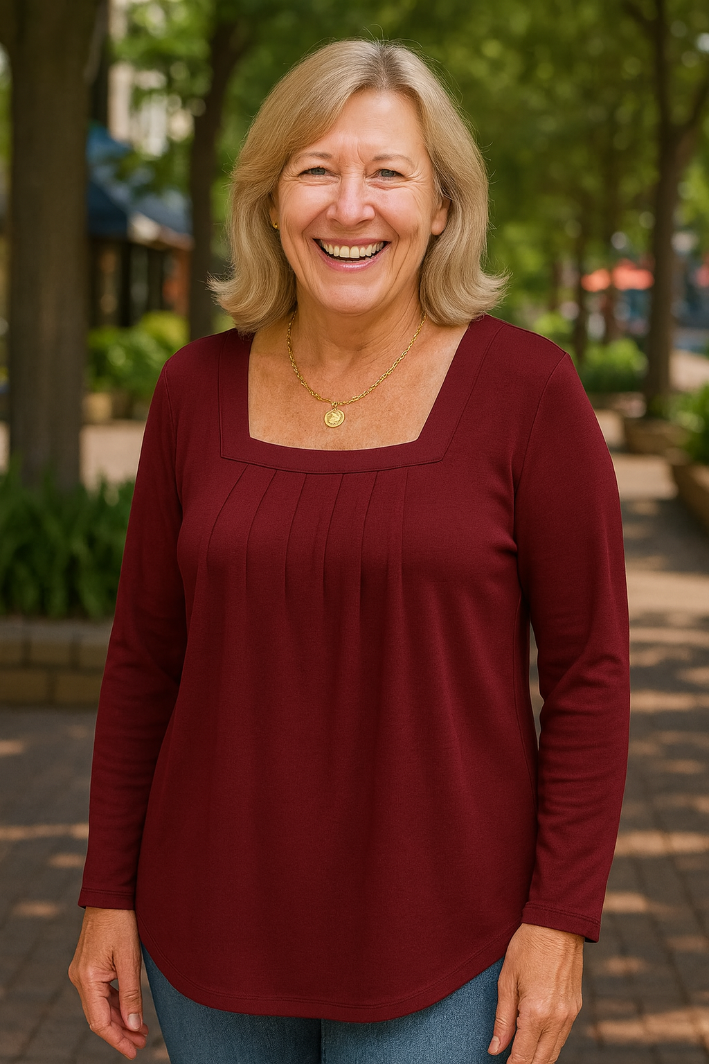 Colleen | Long Sleeve Pleated Comfort Top – Your Go-To for Everyday Confidence.