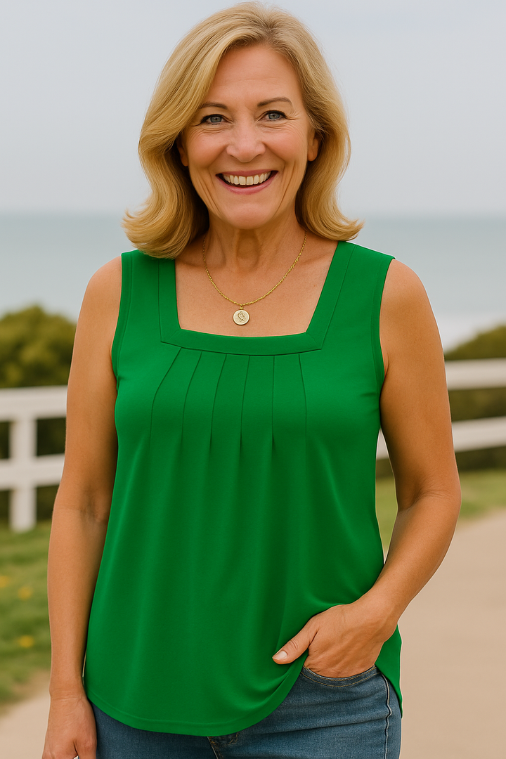 Colleen Sleeveless Pleated Top – Effortless Comfort, Unmatched Confidence
