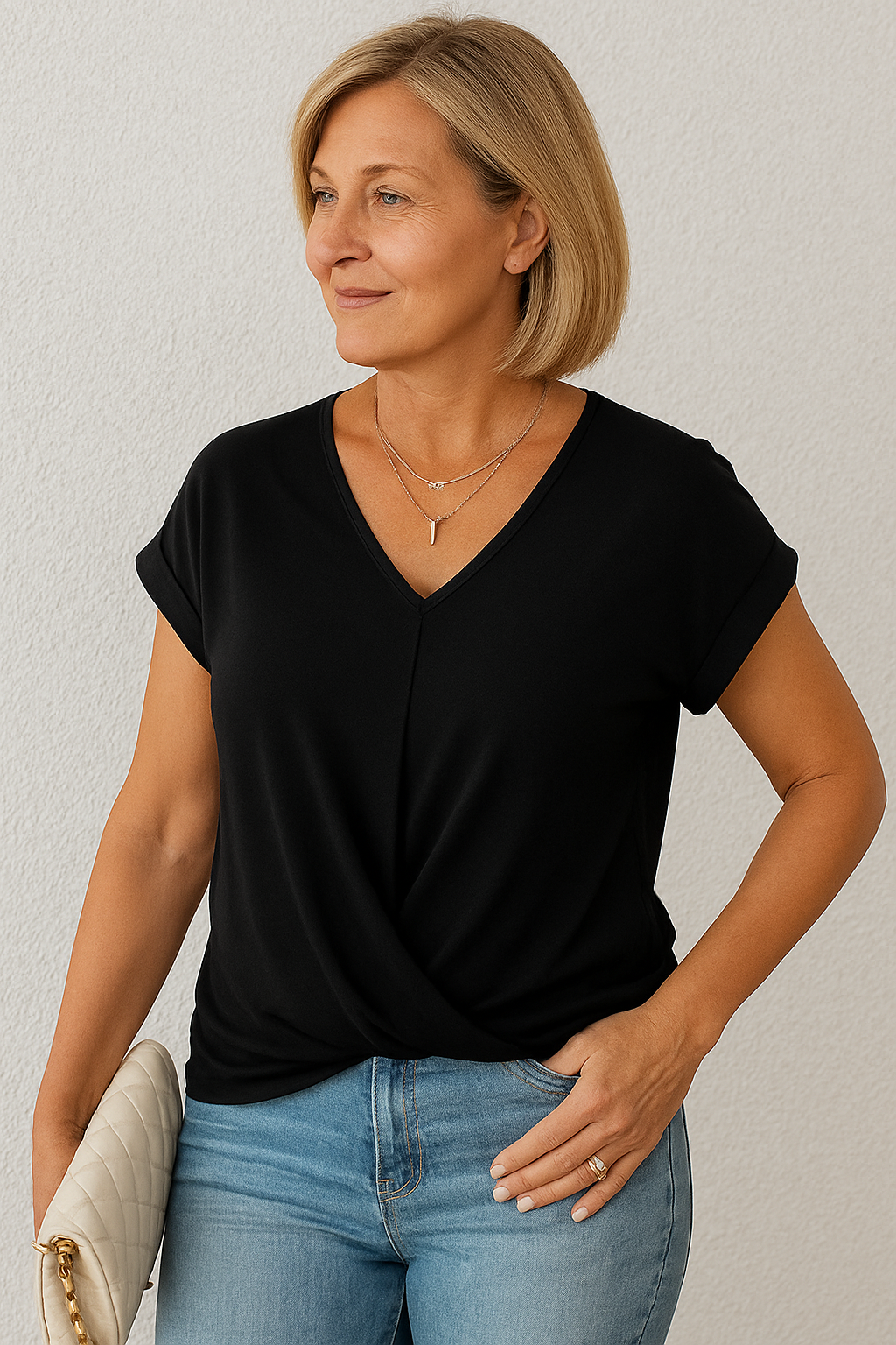 Liana | Elegant Soft Drape Twist-Front Top - Flattering and Comfortable