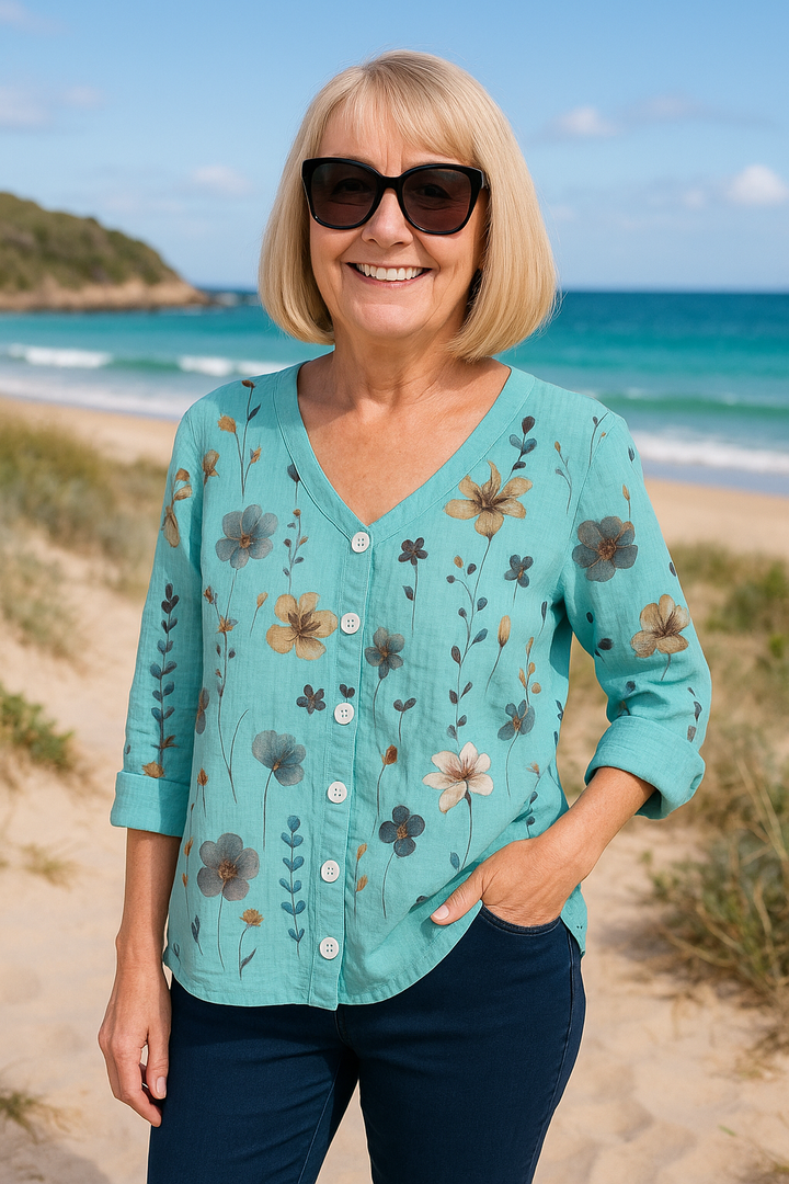 June Floral Top - Effortless Fit with Natural Elegance