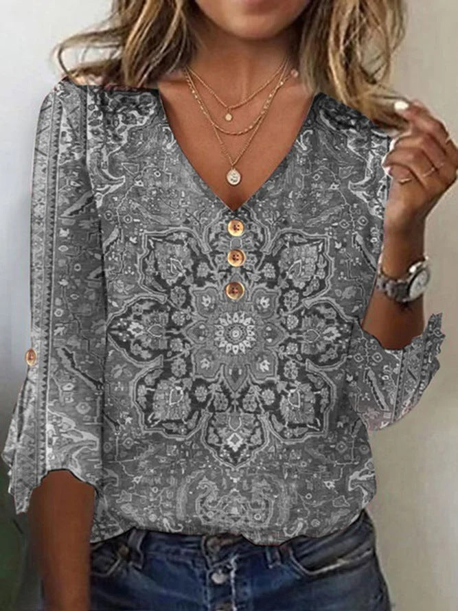 Zina | 3/4 Sleeve V-Neck Top
