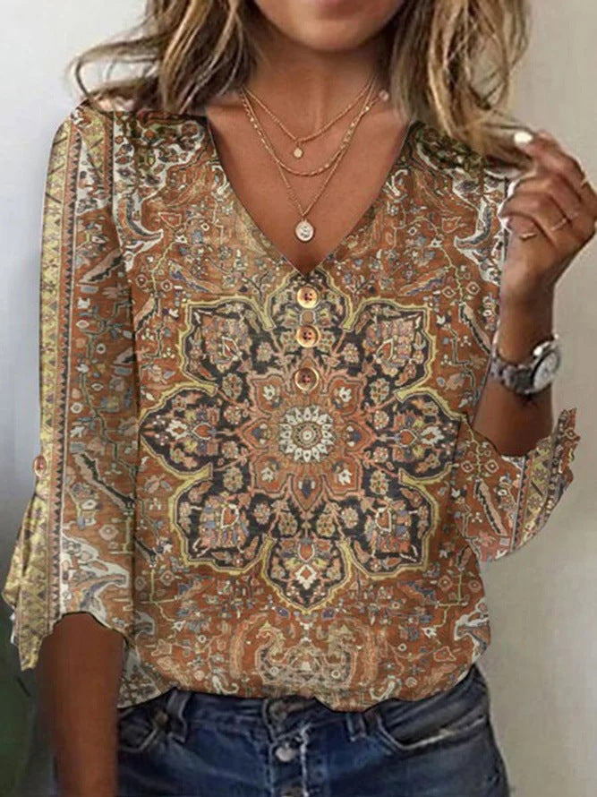 Zina | 3/4 Sleeve V-Neck Top
