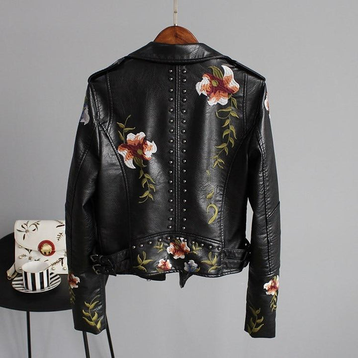 Jayzie | Stylish Embroidered Leather Jacket