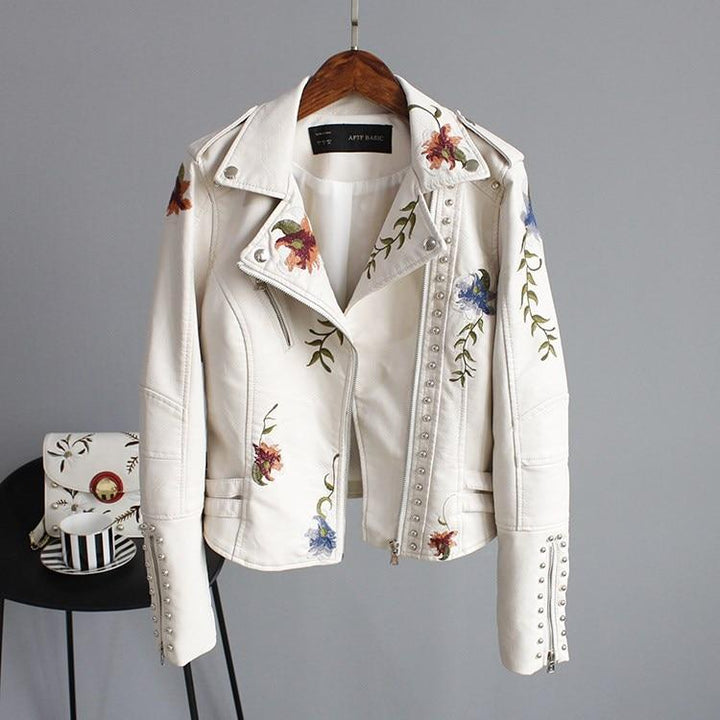 Jayzie | Stylish Embroidered Leather Jacket