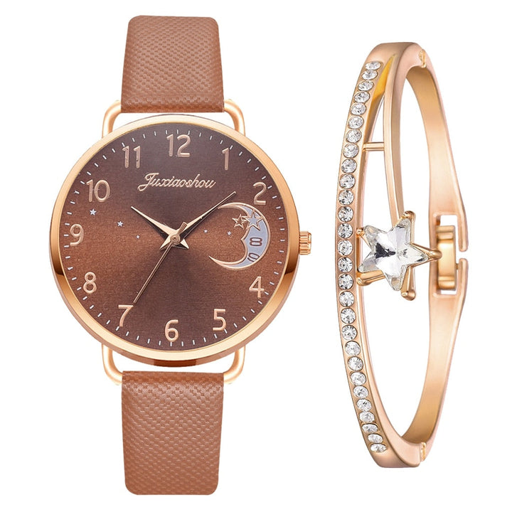 Celestial Moon Phase Watch and Bracelet Set