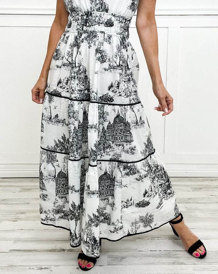 Marcelline | Effortlessly Elegant Toile Maxi – Flattering Comfort with Timeless Flow