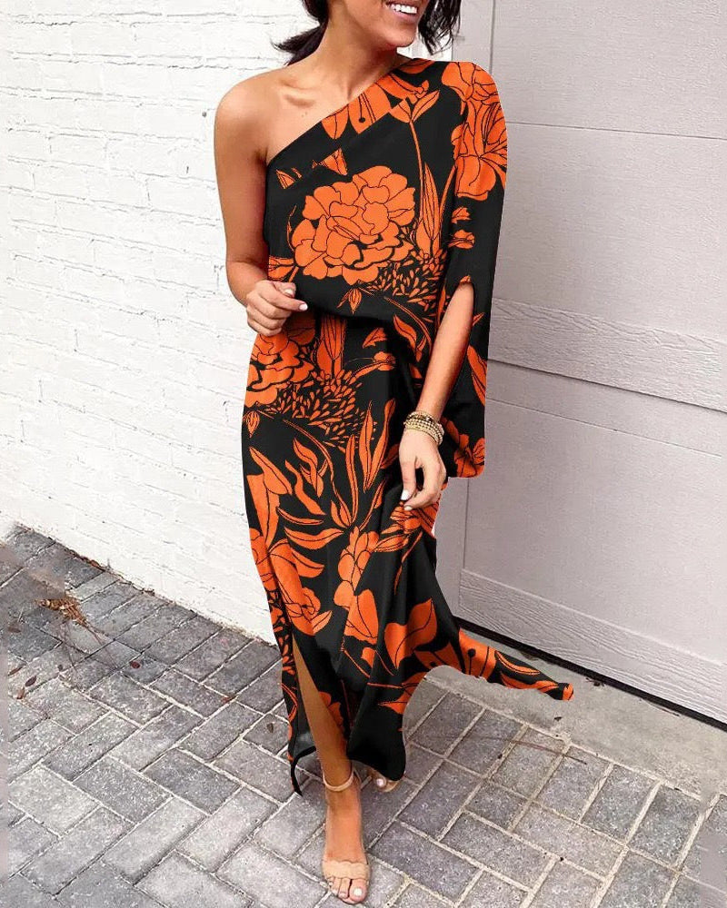 Lilian - One-Shoulder Floral Maxi Dress