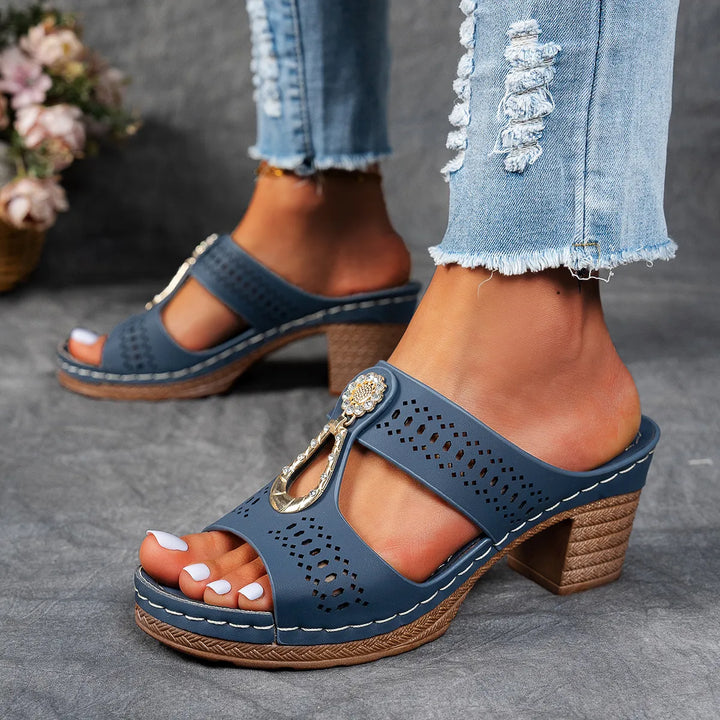 Justine Comfort Rhinestones Heel Sandals