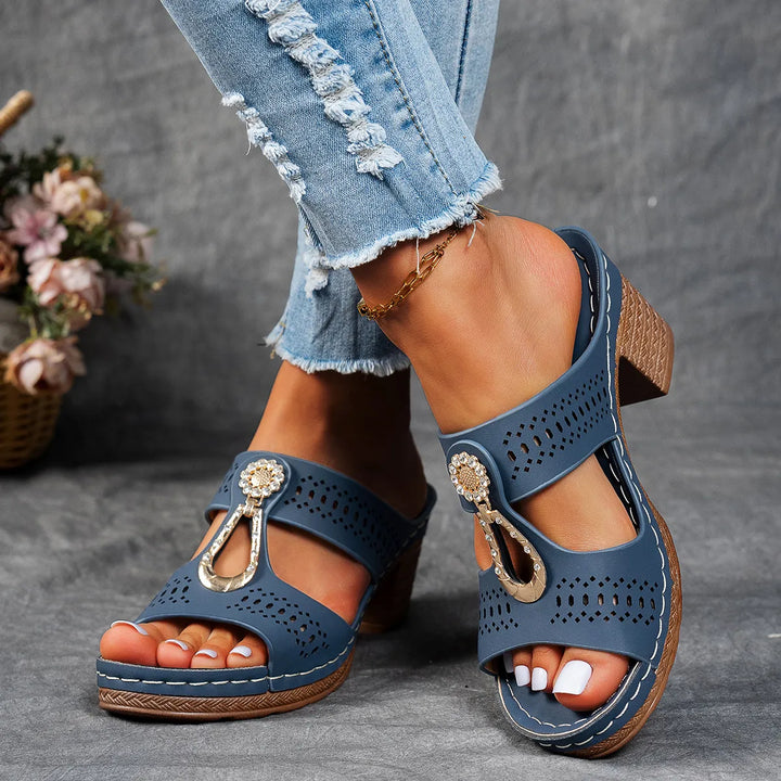 Justine Comfort Rhinestones Heel Sandals