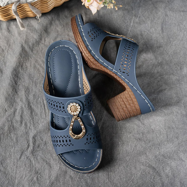 Justine Comfort Rhinestones Heel Sandals