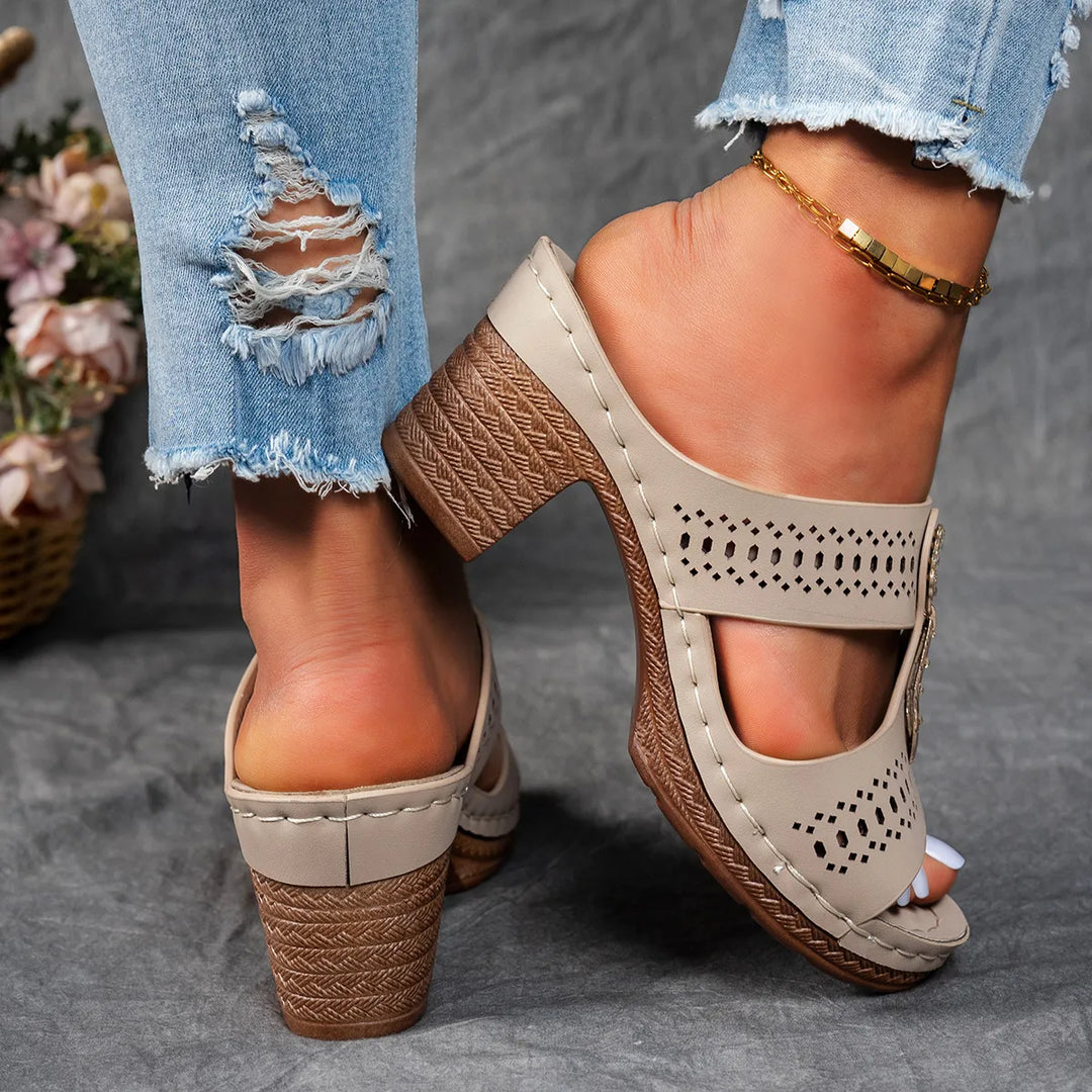Justine Comfort Rhinestones Heel Sandals