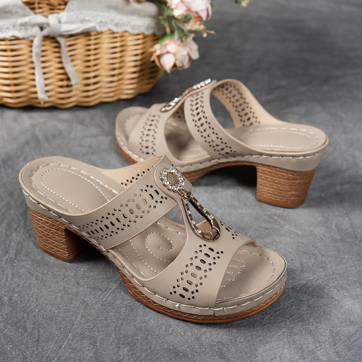 Justine Comfort Rhinestones Heel Sandals
