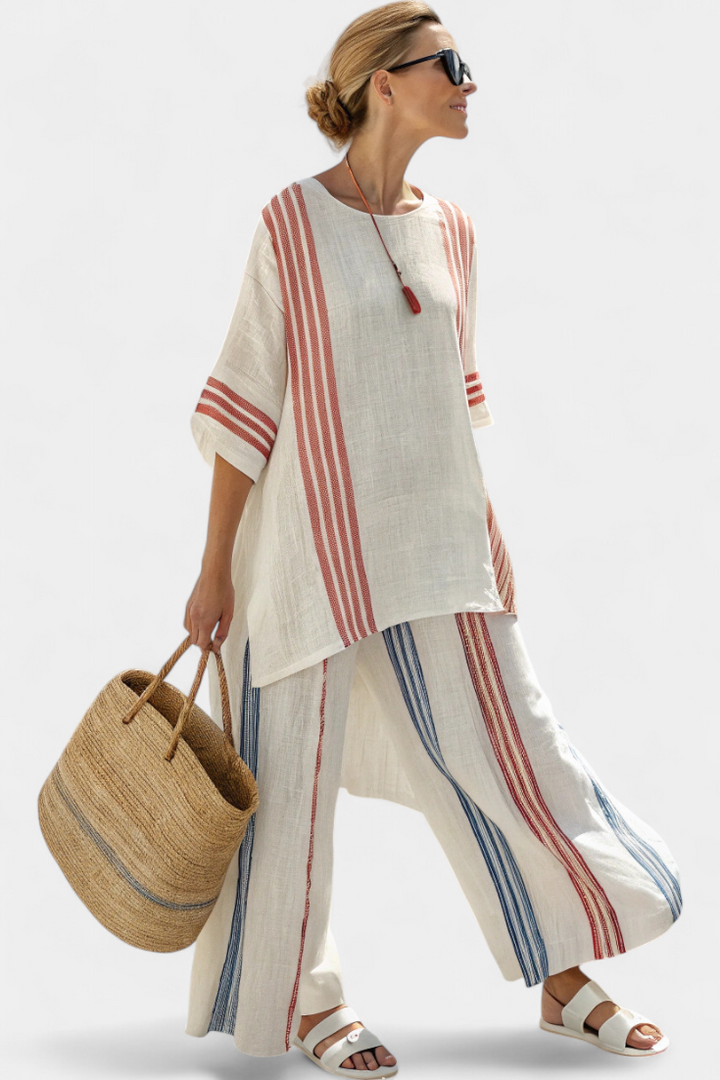 Kendo | Striped Ethnic Set with Relaxed Fit