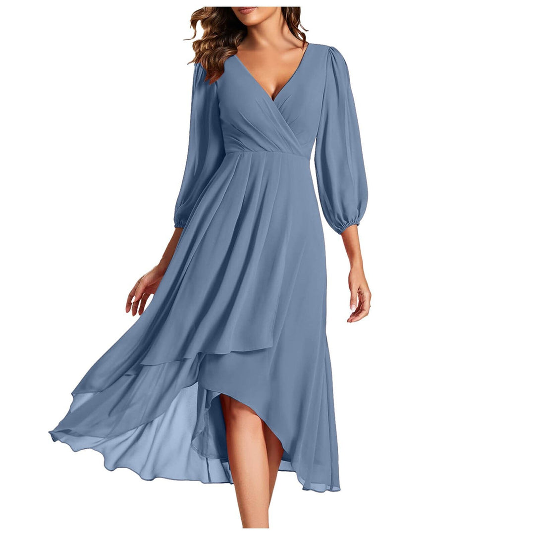 Isabella | Elegant dress with V-neck and asymmetrical hem