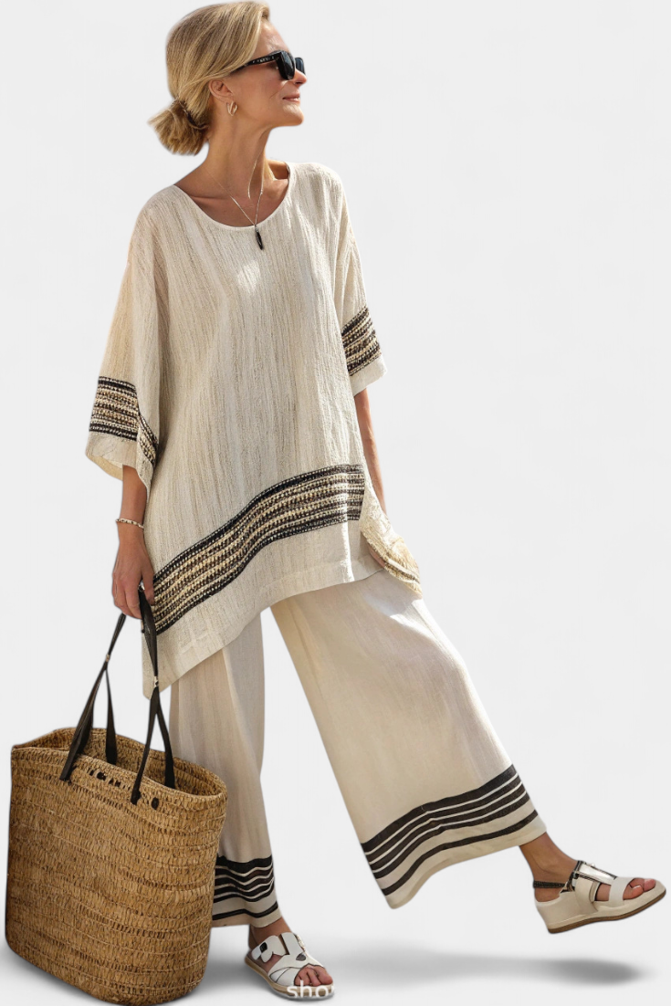 Kendo | Striped Ethnic Set with Relaxed Fit