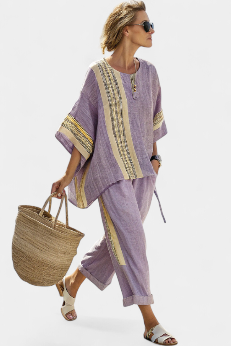 Kendo | Striped Ethnic Set with Relaxed Fit