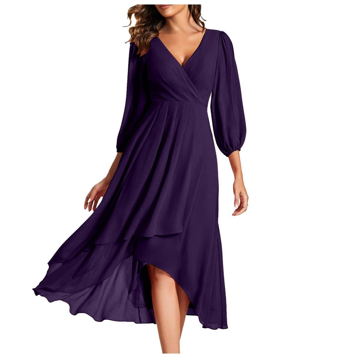 Isabella | Elegant dress with V-neck and asymmetrical hem